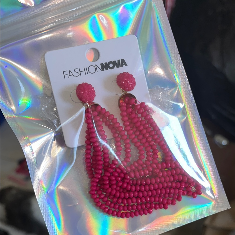 Fashion Nova Pink Beaded Earrings